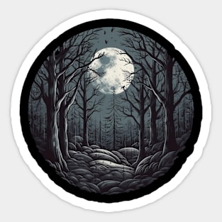 dark moonlit forest Sticker